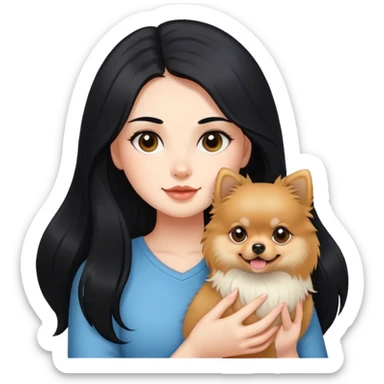 Girl with long hair and pomeranian  sticker