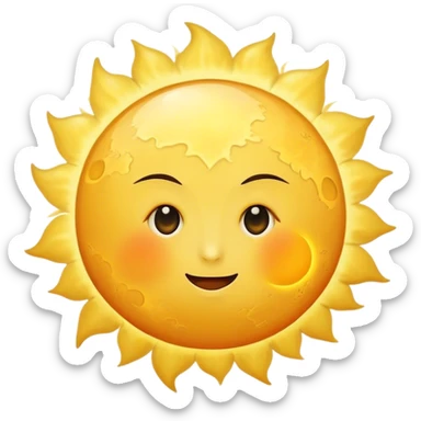 big sun with small tiny yellow moon moon beside it  sticker