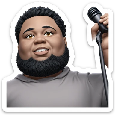 boy with black hair singing sticker