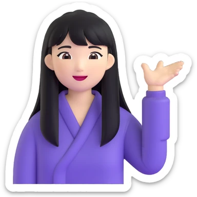 Asian woman with long black straight hair with bangs cheering for Doosan Bears baseball team sticker