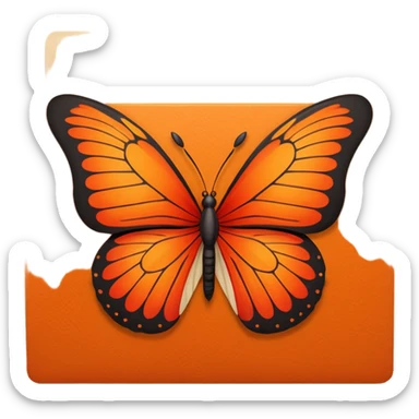 orange file folder with red butterfly on the cover sticker