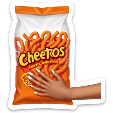 Nails holding a bag of hot Cheetos  sticker