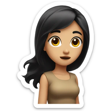 Cute girl black haired shrugging sticker