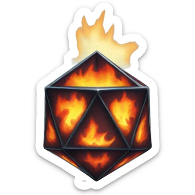 D20 aflame sticker