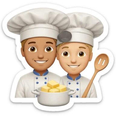 I man handsome puts butter on another man (total 2 men) sticker