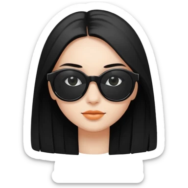 Génère moi un emoji d’une fille avec des lunettes noire et des cheveux lisse attaché avec des cils mi-long  sticker