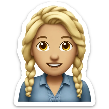 A blonde woman with braided hair texting than you! sticker