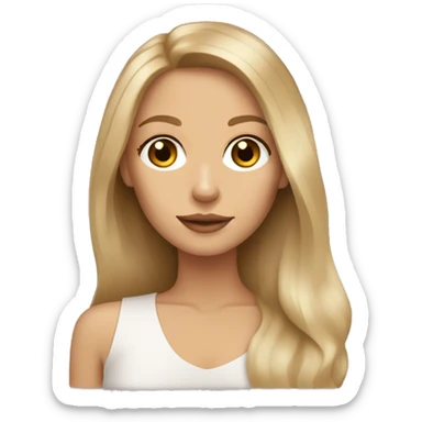long dirty blonde hair, brown eyes, caucasian lady with tan chihuahua sticker