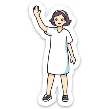 Woman waving sticker