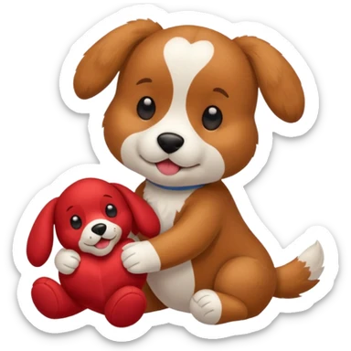 Dog playing with a stuffed animal sticker