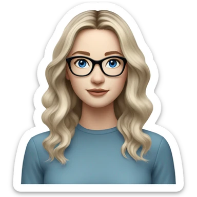 Shoulder length Balayage pale model lady with glasses and blue eyes  sticker