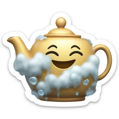  Teapot with leg dancing in the rain coming from the clouds sticker