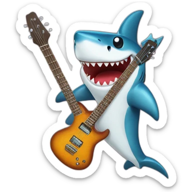 Shark rockstar with a guitar sticker