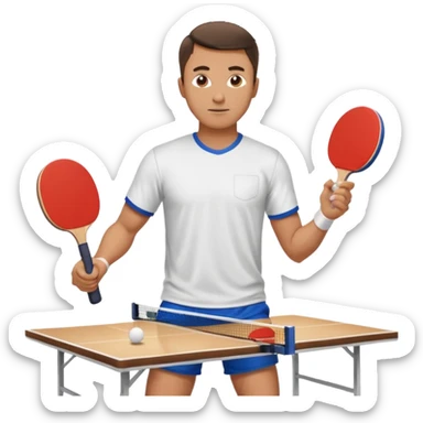 Guy playing ping pong on a 4x8 wooden table sticker