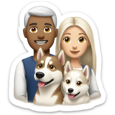 French Couple and beige light Husky siberian  sticker