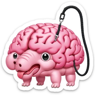 Pink brain on a leash for dogs sticker