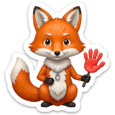 a fox HOLDING a no sign sticker