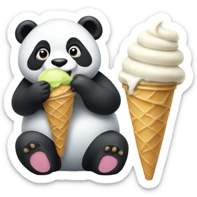 Panda eating ice cream sticker