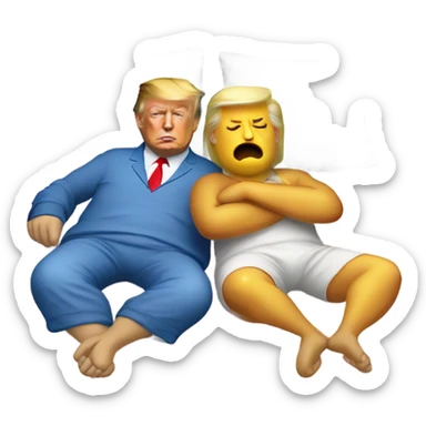 Trump and Biden sleeping next to eachother sticker