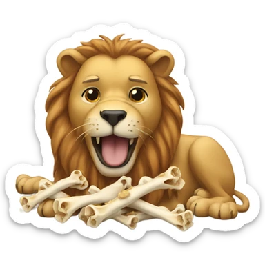 Lions eating dog bones sticker
