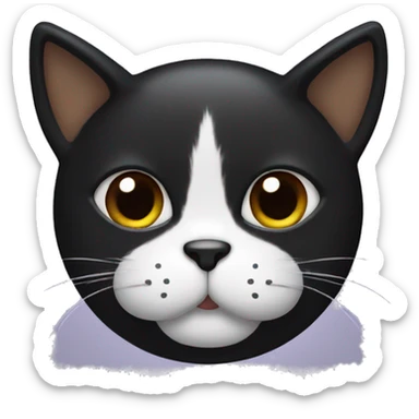 black cat with white face and brown mustache sticker