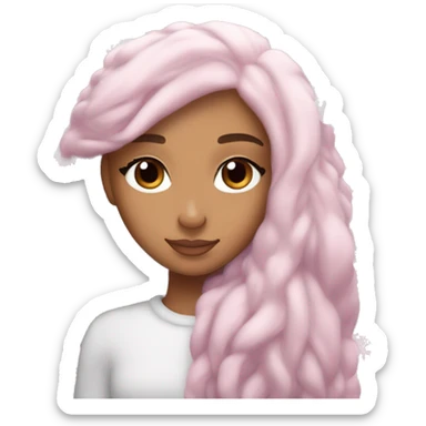 Ariana Grande sleeping light pink hair holding a snowflake sticker