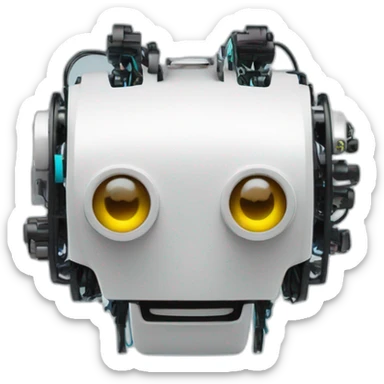 code bracket shaped robot head with one rbotic eye sticker