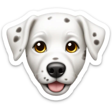 speckled white dog with small ear sticker