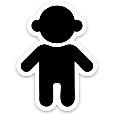 child, solid black filled icon, bold shape, no color sticker