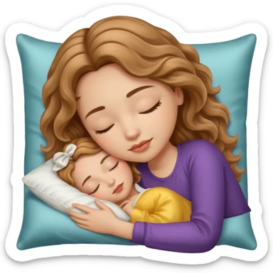sleeping light brown wavy hair white girl with a silk pillow sticker