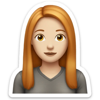 Beautiful girl with straight ginger hair with middle parting sticker