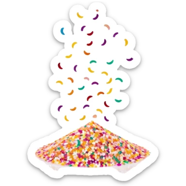 Cinematic Realistic Sparkles & Sprinkles, a delicate swirl of tiny, multicolored sugar confetti and edible glitter, scattered across a smooth reflective surface, each speck glinting under soft ambient light, glowing vibrantly with a dreamy and magical charm. sticker