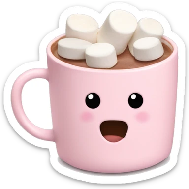 Light Pink mug of hot chocolate with marshmallows  sticker