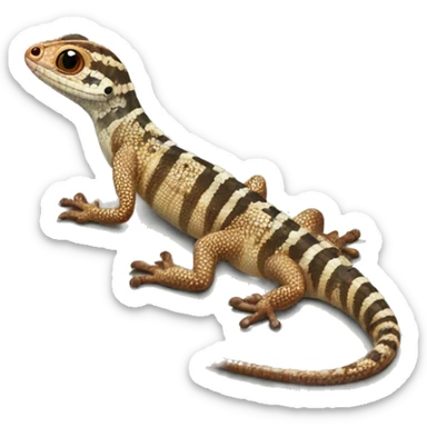 Small lizard with reddish stripes and white spots and black scales with long tail  sticker