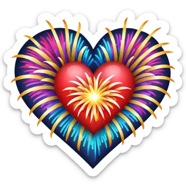 Firework heart sticker