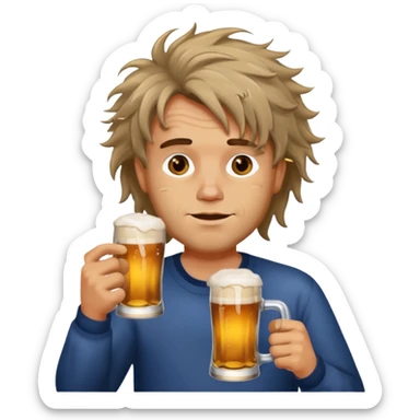 drunk man with a glass of beer sticker