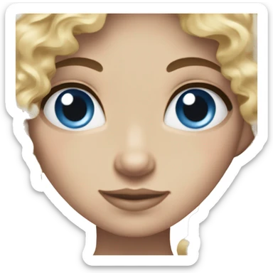 White girl with blonde curly hair and blue eyes ￼ sticker