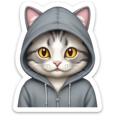 Cat wearing a hoodie sticker
