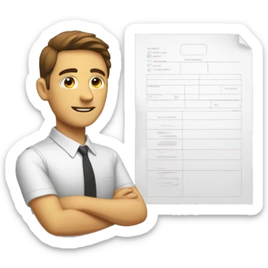 Man fill out brief  sticker