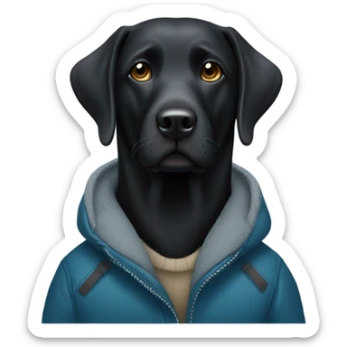 Black Lab Dog with winter jacket  sticker