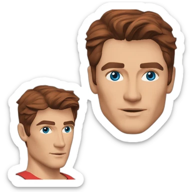 Alain Delon young fitness coach blue eyes red hair sticker