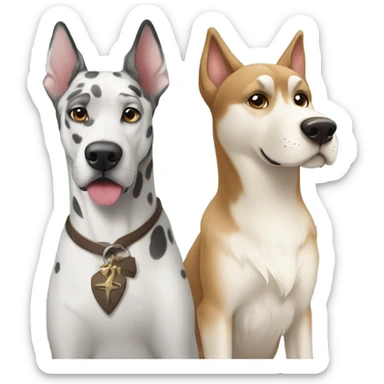 Fawn Great Dane and Siberian husky  sticker