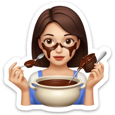woman almost eating chocolate fondue sticker