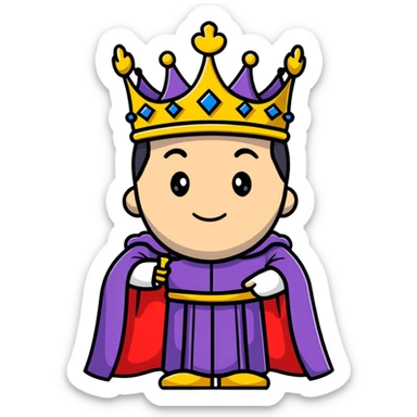 king with crown and royal robe sticker