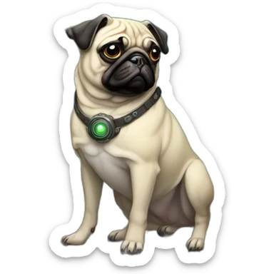 A cyberpunk pug in Art Nouveau style during 1910 sticker