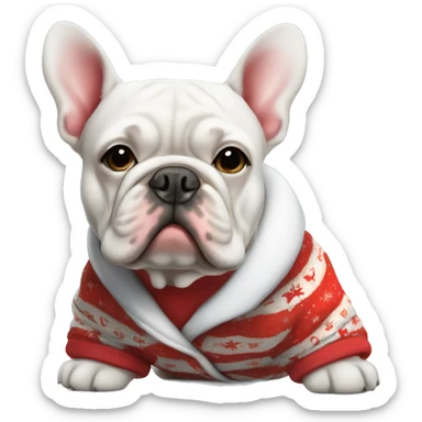 French bull dog wearing Christmas pajamas  sticker