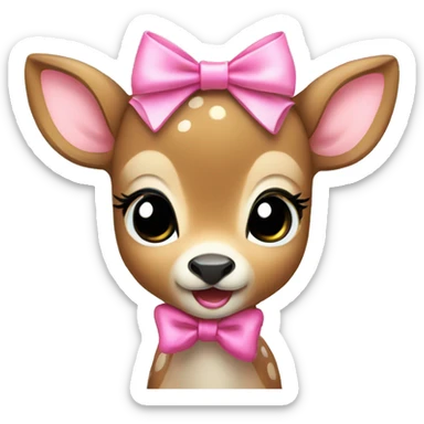 Baby deer with a pink bow  sticker
