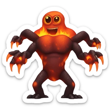 Monster of the lava and magma with six arms sticker