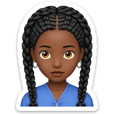 dark, black girl with black braids sticker