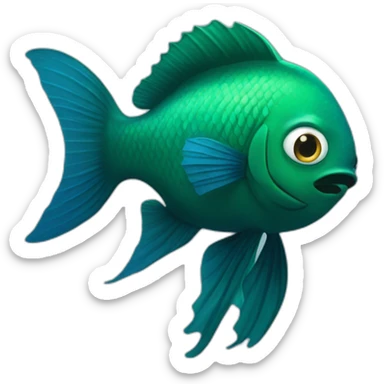 dark green fish with blue eyes with human hand  arms  instead of a fin sticker